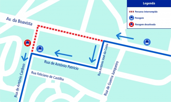 LINHA 504 - ALTERAÇÃO DE PERCURSO – OBRAS - AV. DA BOAVISTA - PORTO