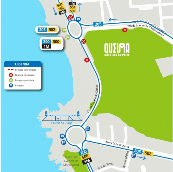 De 4 A 11 DE MAIO (inclusive), entre as 00h00 e as 08h00, devido à saída do Queimódromo nas “Noites da Queima”: