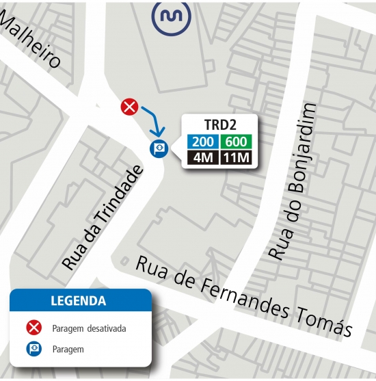 LINHAS 600 – 3M – 4M – 11M - ALTERAÇÃO PROVISÓRIA DE LOCAL DE PARAGEM – NOITES DA QUEIMA - ESTAÇÃO DE METRO DA TRINDADE - PORTO