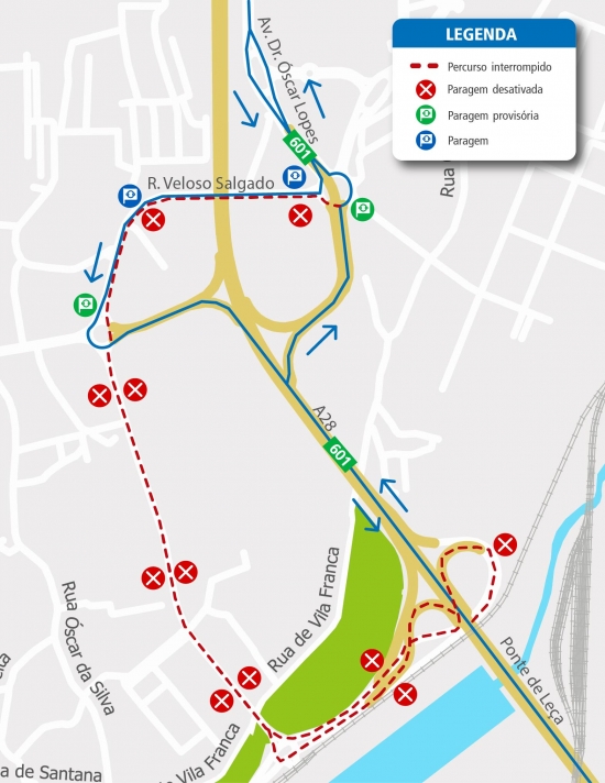 LINHA 601 - ALTERAÇÃO DE PERCURSO – RALLY DE PORTUGAL - EXPONOR ( MATOSINHOS)