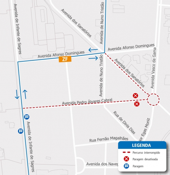 LINHA ZF - ALTERAÇÃO DE PERCURSO - OBRAS - AV. DOS SANATÓRIOS - V.N.GAIA