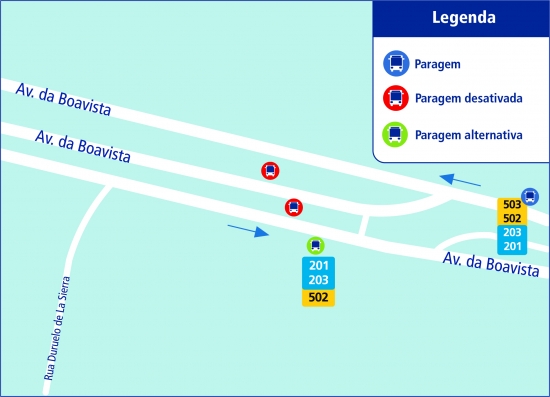 LINHAS 201 - 203 - 502 - ALTERAÇÃO DE PARAGEM – OBRAS - AV. DA BOAVISTA - PORTO