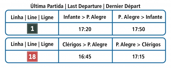 LINHAS 1 - 18 - HORÁRIOS ESPECIAIS / SPECIAL TIMETABLES / HORAIRES EXTRAORDINAIRES - 23 de junho / June 23rd / 23 Juin