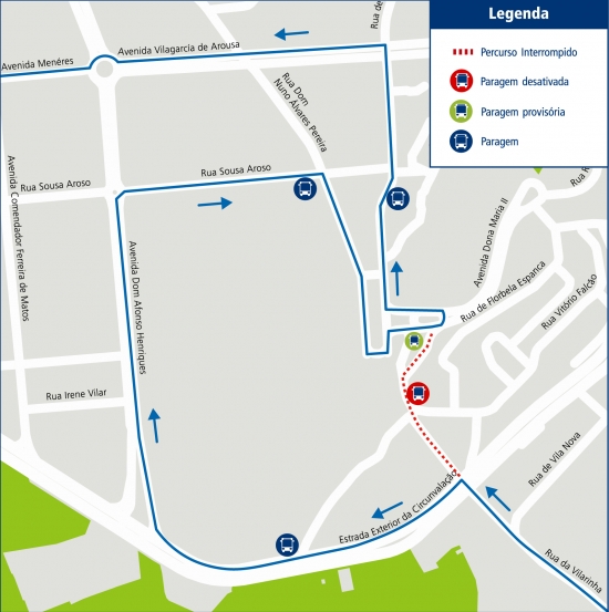 LINHA 501 - ALTERAÇÃO DE PERCURSO – OBRAS - RUA DOM NUNO ÁLVARES PEREIRA - MATOSINHOS