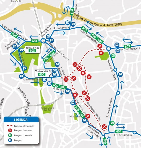 LINES 600 - 603 - 604 - CHANGE OF ROUTE - MAIA URBAN RACE EVENT - CENTRE OF MAIA