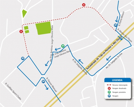 LINHA 503 - ALTERAÇÃO DE PERCURSO – OBRAS - R. MONTE DOS PIPOS - MATOSINHOS