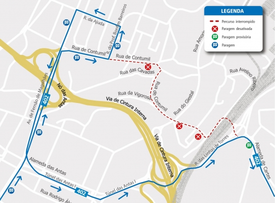 LINE 402 - CHANGE OF ROUTE - WORKS - RUA DE CONTUMIL - PORTO