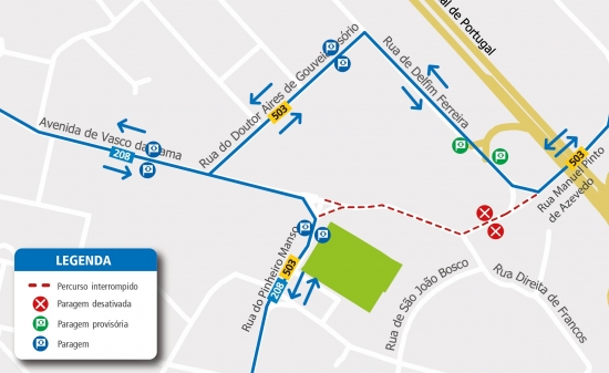 LINES 208-503 - ROUTE CHANGE - WORKS - R. IGREJA DE RAMALDE - PORTO