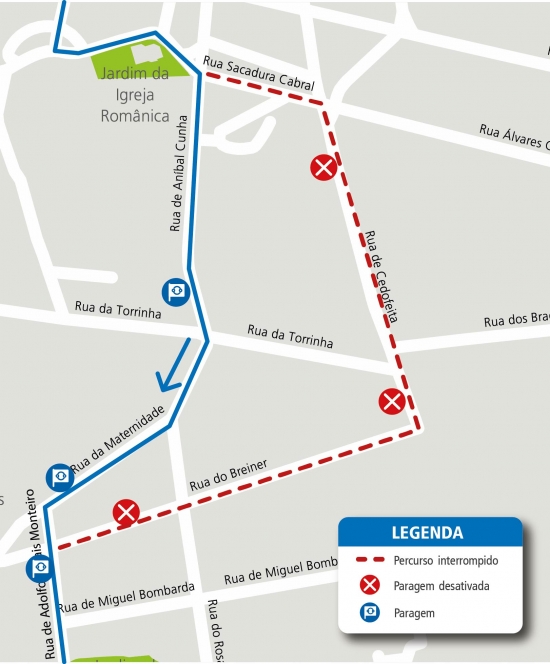 LINE 301 - CHANGE OF ROUTE - WORKS - RUA DO BREINER - PORTO