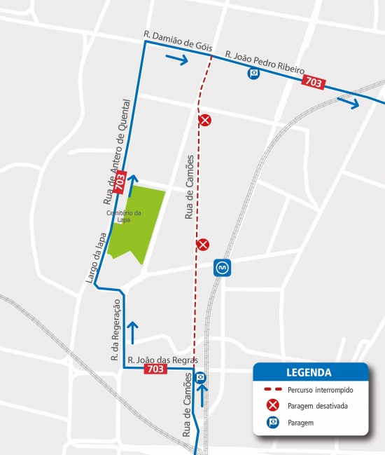 LINE 703 - CHANGE OF ROUTE - WORKS - RUA DE CAMÕES - PORTO
