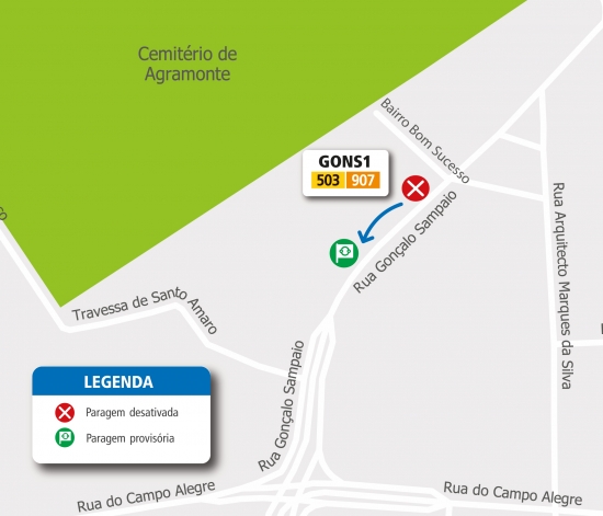LINHAS 503 – 907 – CHANGE OF STOP – WORKS – RUA GONÇALO SAMPAIO – PORTO