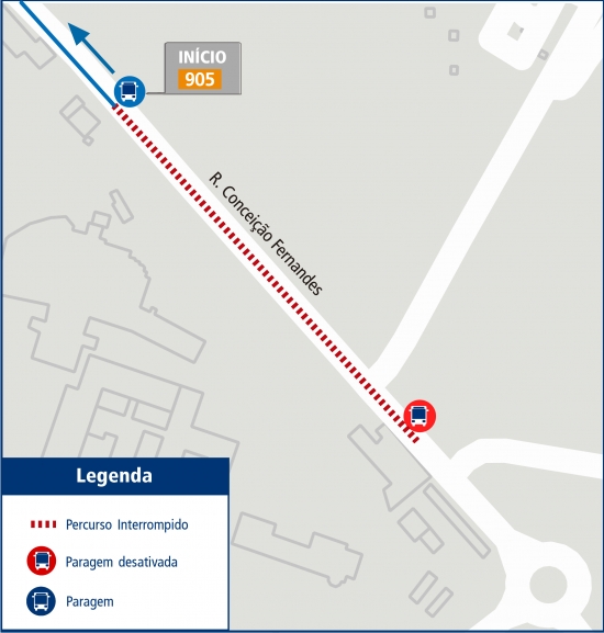 LINHAS 905 - 907 - 10M - ALTERAÇÃO DE PARAGEM - OBRAS - RUA CONCEIÇÃO FERNANDES – V. N. DE GAIA