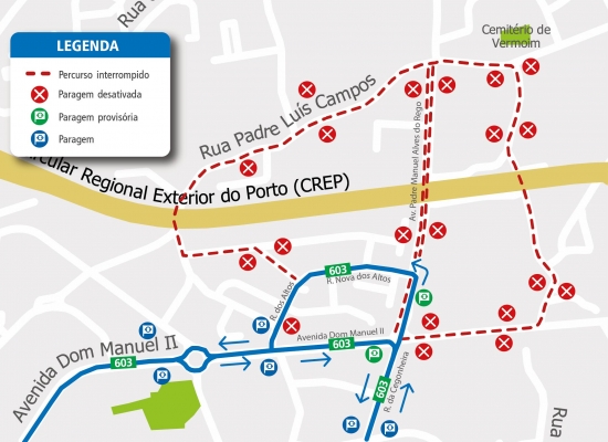 LINE 603 - ROUTE CHANGE – FESTIVITIES IN HONOUR OF SÃO ROMÃO DE VERMOIM - MAIA