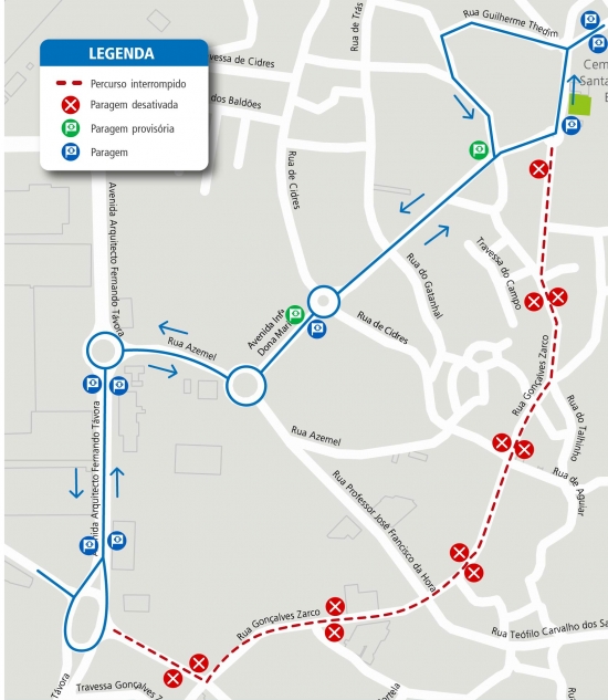 LINE 508 - CHANGE OF ROUTE - WORKS - R. DE GONÇALVES ZARCO - SANTA CRUZ DO BISPO - MATOSINHOS