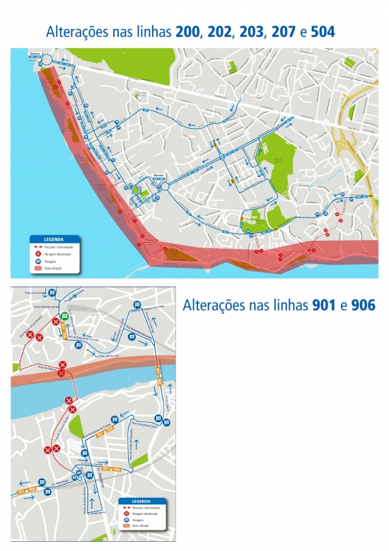 LINES 200 – 202 – 203 – 207 – 403 – 500 – 504 – 900 – 901 – 906 - CHANGE OF ROUTE AND TERMS - 18th HYUNDAI PORTO HALF MARATHON - MARGINAL - PORTO