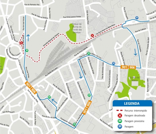 LINES 901 - 906 - CHANGE OF ROUTE - WORKS - AV. MANOEL DE OLIVEIRA - GAIA
