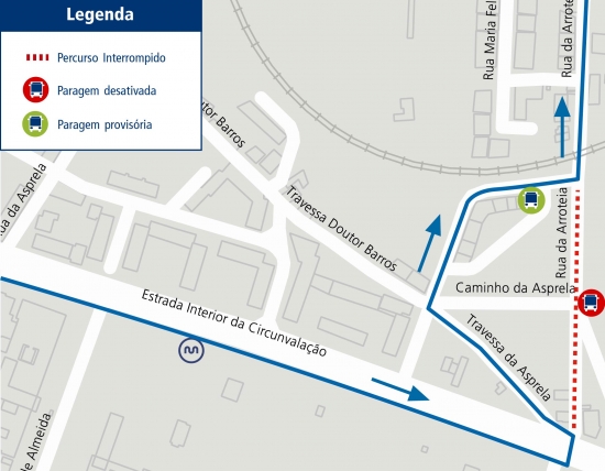 LINHAS 506 - 603 - 604 - 705 - ALTERAÇÃO DE PERCURSO – OBRAS - RUA DA ARROTEIA - PORTO