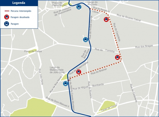 LINHA 301 - ALTERAÇÃO DE PERCURSO – GRUA - RUA DE CEDOFEITA - PORTO