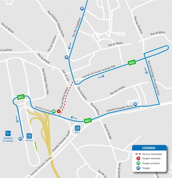 LINHAS 602 - ALTERAÇÃO DE PERCURSO – OBRAS - RUA DE PEDRAS RUBRAS - MAIA
